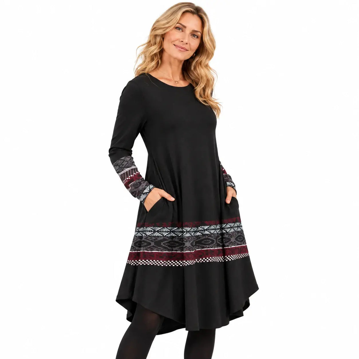 🔥【S-5XL】Vestido de otoño e invierno con estampado retro de estilo étnico