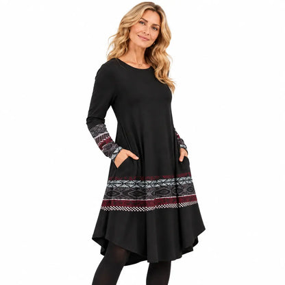 🔥【S-5XL】Vestido de otoño e invierno con estampado retro de estilo étnico