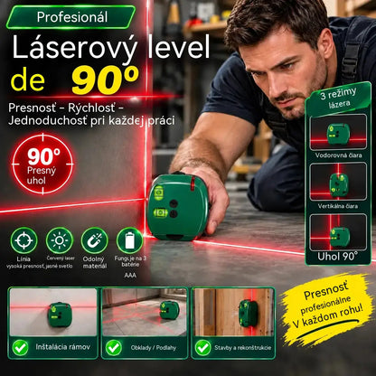 🔴 Laserová vodováha 2 v 1 na pravý uhol: rýchle a presné vyrovnávanie – bez potreby šnúry s kriedou.