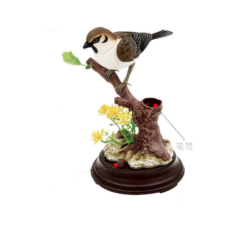 🦜🐦🐦【Compre 1 y obtenga 1 gratis】Adornos de pájaros creativos, lindos y controlados por voz para decoración de escritorio de habitación.