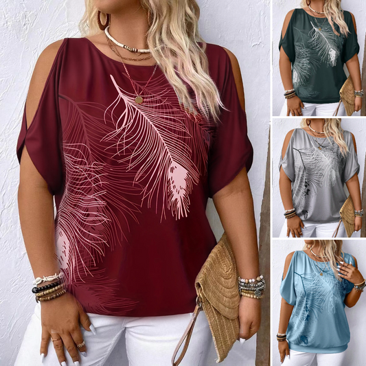 💖【S-5XL】Sofistikovaný top voľného strihu s okrúhlym výstrihom a odhalenými ramenami