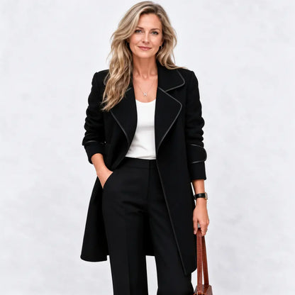 😊👩【50 % popust】【M–4XL】Nov jesensko-zimski plašč/jakna v korejskem slogu – obojestranski kašmir, srednja dolžina