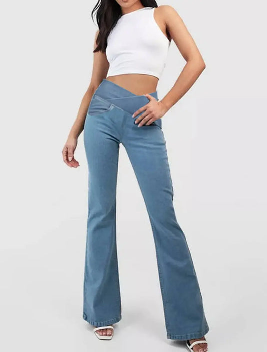 Nový produkt:-50%【XS-4XL】Úzke rozšířené džínsy s vysokým pásem, tvarující zadok