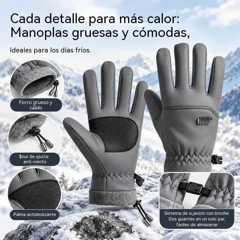 🧤 Guantes de invierno impermeables y resistentes al viento para hombre · Forrados de felpa · Compatibles con pantallas táctiles · Palma antideslizante · ¡Ideales para ciclismo, esquí y senderismo!