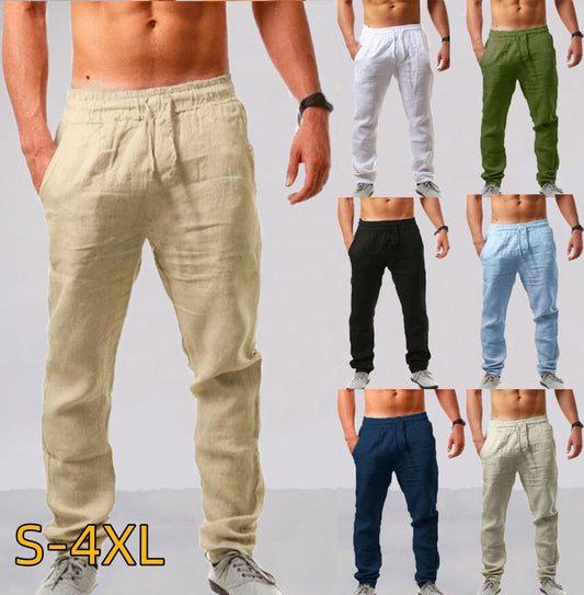 💥【Časovo obmedzená ponuka】👖【S-4XL】2025 nové letné pánske voľné, priedušné a pohodlné ležérne tepláky z bavlny a ľanu