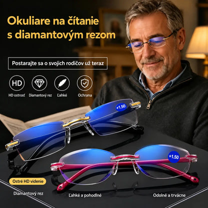 1 pár za 21 € 🧐👓️ Elegantné okuliare na čítanie s ochranou proti modrému svetlu; bezrámový dizajn, ktorý znižuje únavu očí a predchádza vzniku krátkozrakosti; vhodné pre mužov aj ženy.