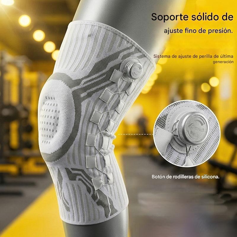 🦵🦵 Rodillera de compresión deportiva con silicona y estabilizadores de muelle para absorción de impactos, ideal para running y fitness al aire libre