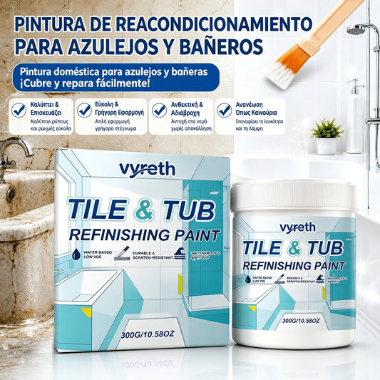 🔥Kit de pintura con base de agua para el acabado de azulejos y bañeras，Cepillo gratuito incluido