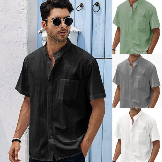 🎉【S-5XL】Cămașă bărbătească nouă, casual, din bumbac și in, mărime mare 