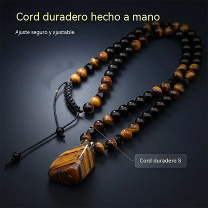 🐯🔥 ¡Oferta por tiempo limitado: 52% de descuento! Collar de hombre con cuentas de ojo de tigre natural: cordón tejido a mano, cuentas pulidas y lisas que realzan tu estilo único ✨