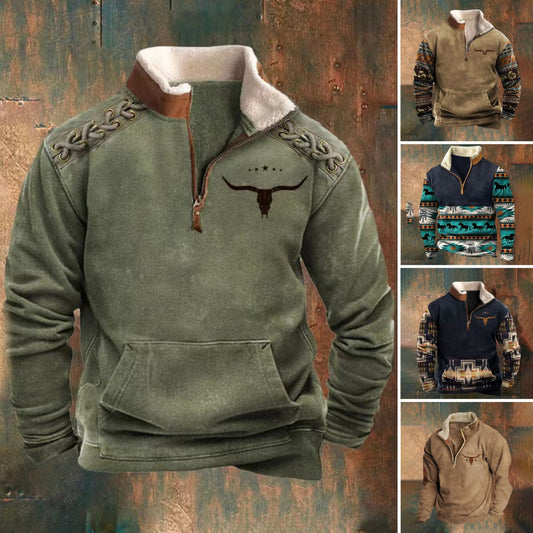 👕【Reducere 50%】【S-4XL】Pulover bărbătesc călduros cu mânecă lungă și imprimare 3D, la moda toamnă-iarnă 2024 3801584 