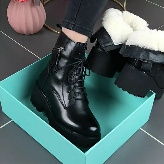 😍【35-40】Ghete Martin călduroase și antiderapante, cu talpă groasă și ghete de catifea 3817205 