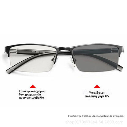 👓✨🕶️ Połowa ceny na cały asortyment 🔥🔥 Metalowe półramkowe fotochromatyczne okulary przeciwsłoneczne, okulary korekcyjne z filtrem światła niebieskiego, okulary przeciwsłoneczne do jazdy samochodem