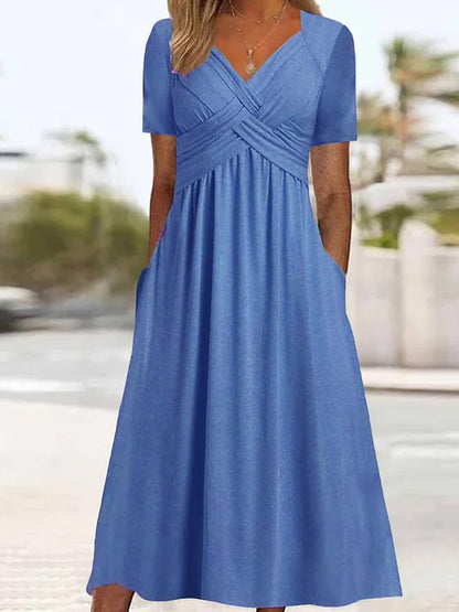 🔥🔥【50% OFF】🔥🔥👗【S-3XL】2025 jarné a letné nové jednofarebné módne jednoduché ležérne šaty