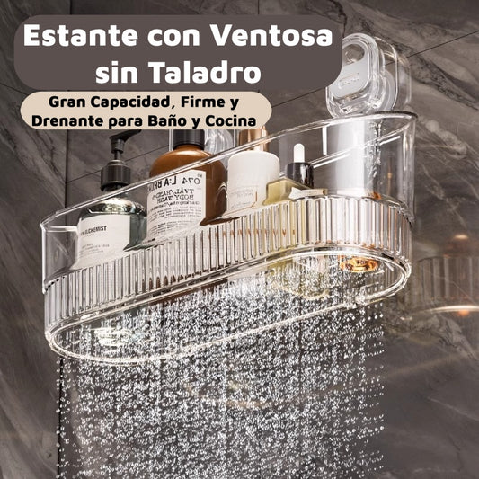 【50% de descuento】🧲 Estante con Ventosa sin Taladro – Gran Capacidad, Firme y Drenante para Baño y Cocina ✨