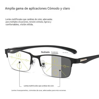 👓Nuevas gafas de lectura semi al aire para personas de mediana edad y mayores, con funciones de zoom, multifocales, fotosensibles, fotocromáticas y de bloqueo de luz azul.