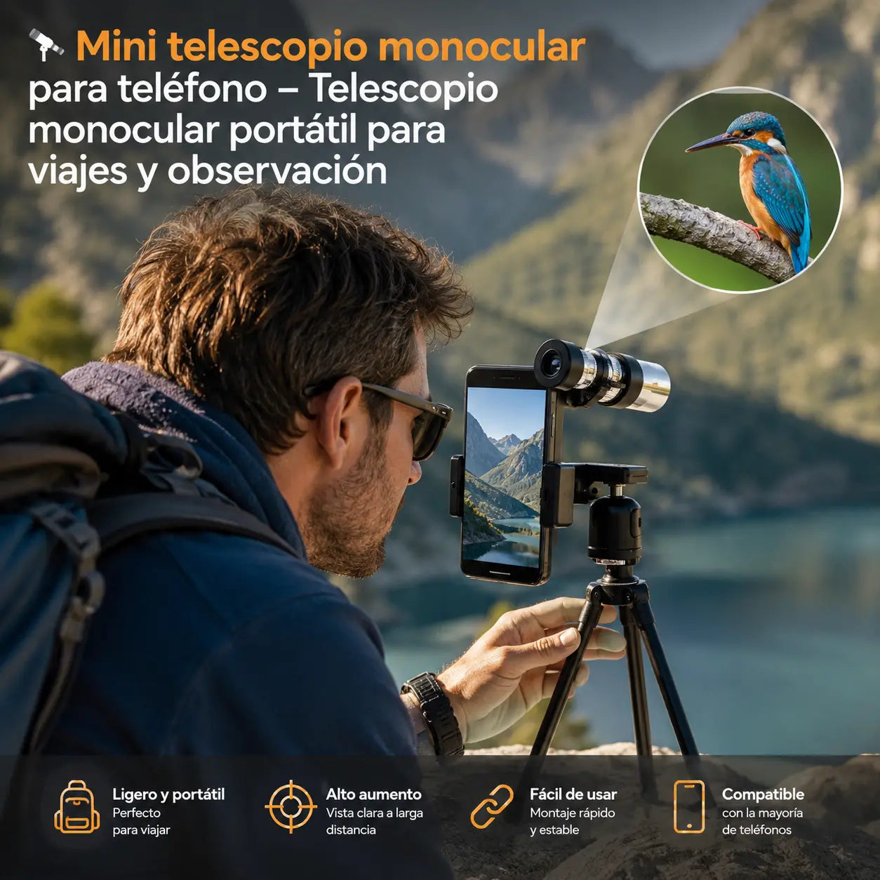 【🔭】Mini telescopio monocular para teléfonos móviles – Compatible con todos los teléfonos móviles