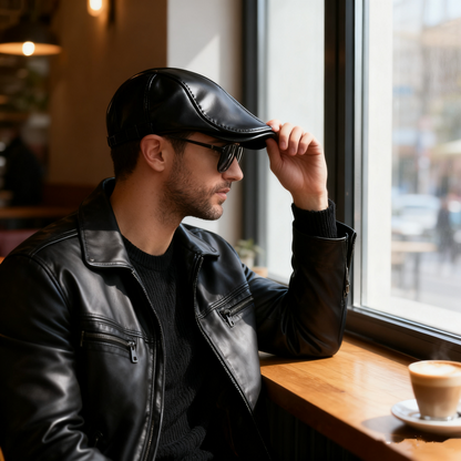 Nová jesenno-zimná baseballová čiapka z vrchnej kože | Pohodlná, teplá, štýlová a elegantná（56-58cm）