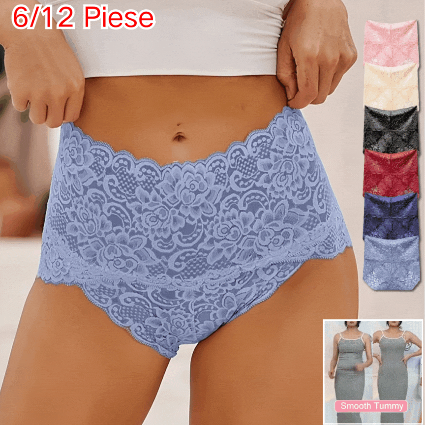 🔥【Kúpte 3 a získajte 3 zadarmo】(6 kusov) - Antibakteriálne čipkované tvarujúce nohavičky s vysokým pásom