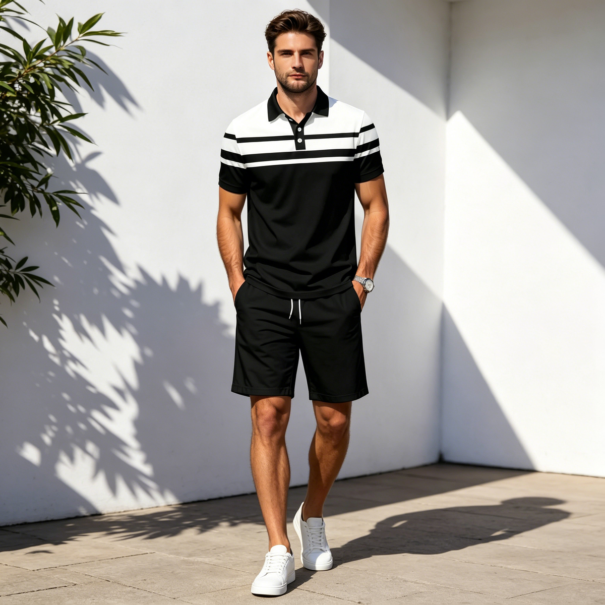🔥👌【Pago contra entrega✅】【S-5XL】Traje deportivo de verano de dos piezas para hombre: adecuado para uso diario y ropa informal para estar en casa.
