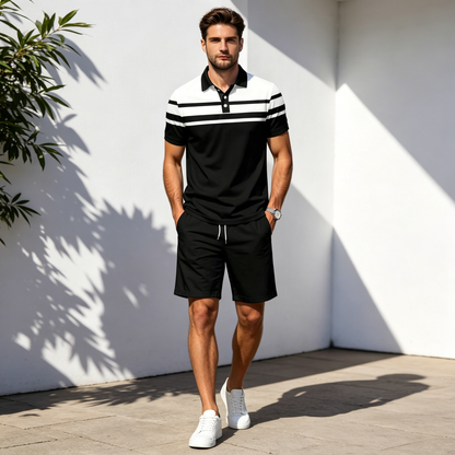 🔥👌【Pago contra entrega✅】【S-5XL】Traje deportivo de verano de dos piezas para hombre: adecuado para uso diario y ropa informal para estar en casa.