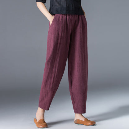 🌿50% DE DESCUENTO🔥【40-120 kg】Pantalones de mujer de algodón y lino de corte ancho, disponibles en tallas grandes