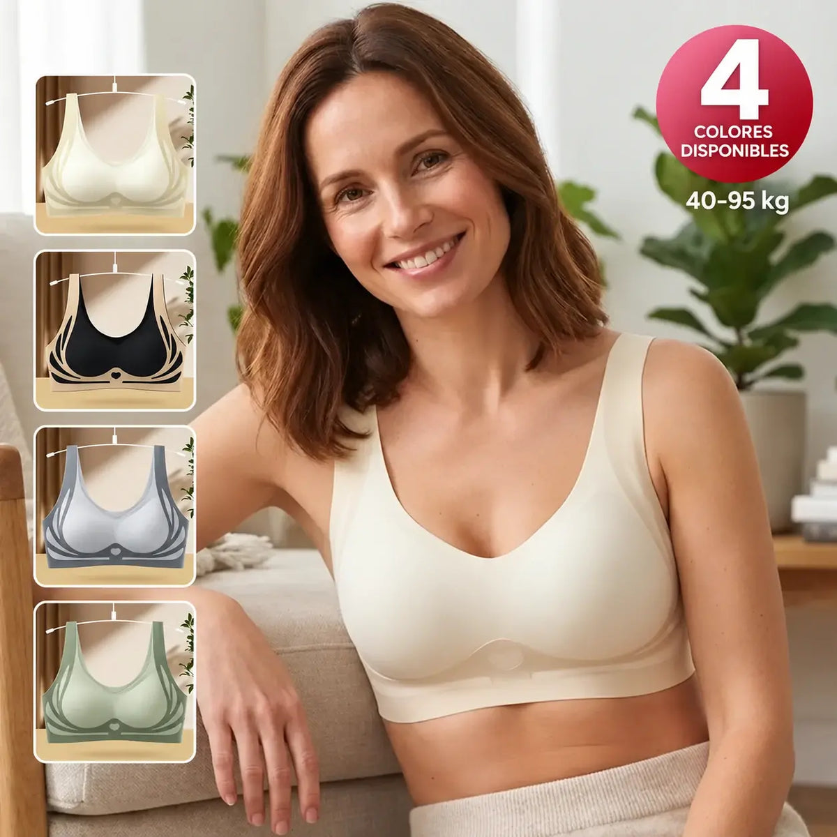 🥰 49% de descuento【Pack de 3】Sujetador femenino sin aros, diseño de una pieza ❤️【40-85 kg】
