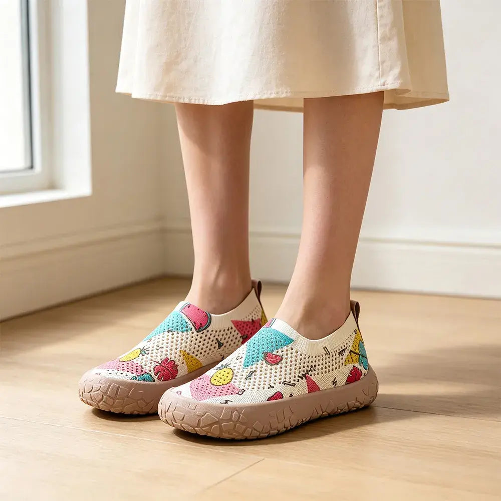 【36-43】Zapatos sin cordones de lona estampada para mujer: ligeros, de suela blanda, informales, transpirables, con estampado de mocasines.