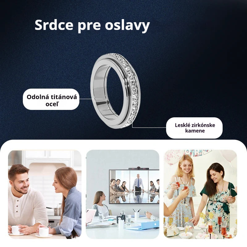 🔥🔥Otočný prsteň z titánovej ocele s kubickým zirkónom
