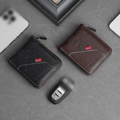 🔥🔥Nueva y elegante cartera corta de cuero genuino para hombre, resistente a los arañazos y duradera.