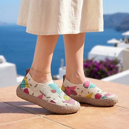【36-43】Zapatos sin cordones de lona estampada para mujer: ligeros, de suela blanda, informales, transpirables, con estampado de mocasines.