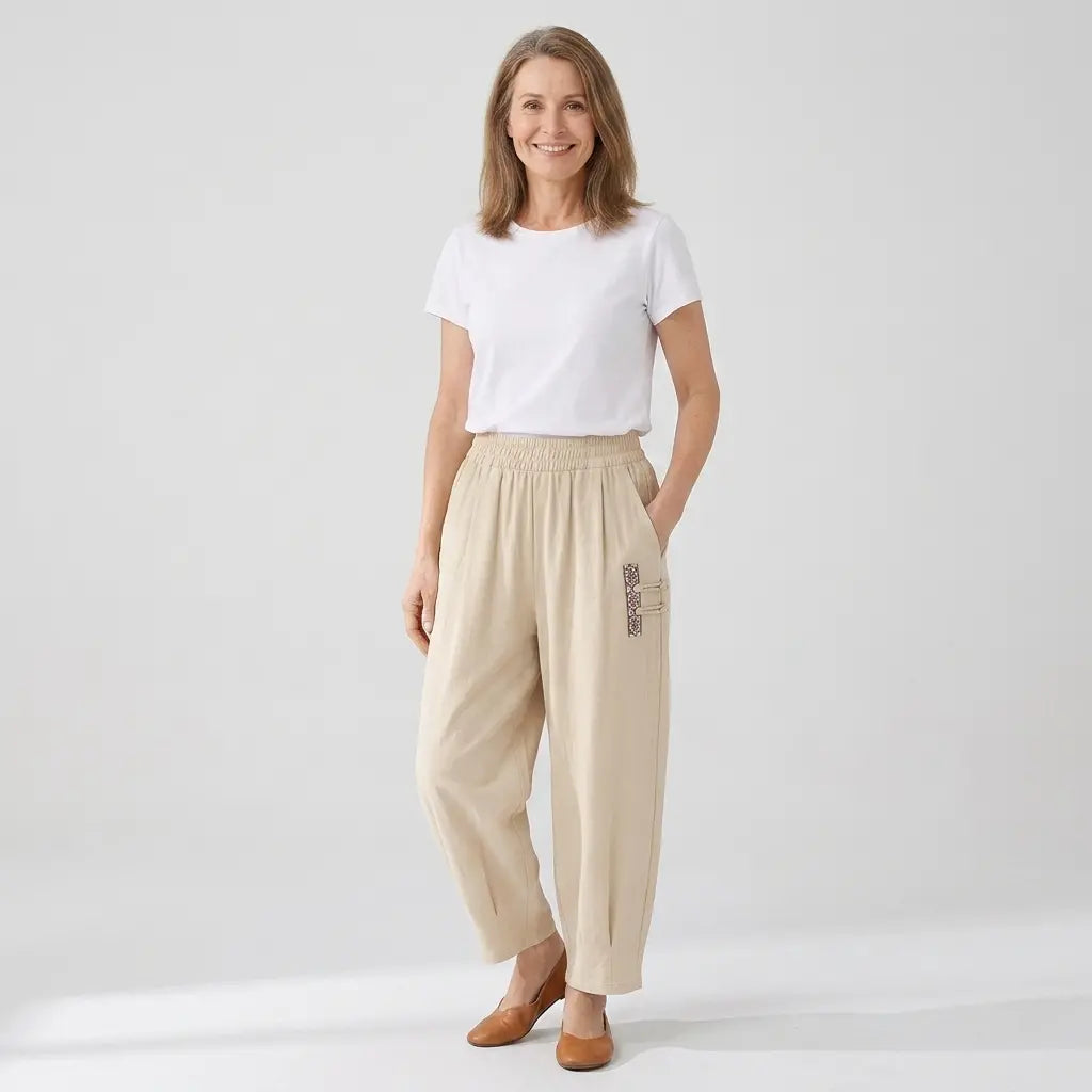 🔥✨【M-4XL】👖Nuevos pantalones de verano finos de algodón y lino de nueve lados