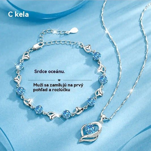 ✨✨【Kúp 1, dostaneš 1 zadarmo!】💎 Sada náramku a náhrdelníka Srdce oceánu zo striebra 925