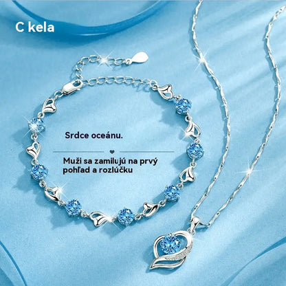 ✨✨【Kúp 1, dostaneš 1 zadarmo!】💎 Sada náramku a náhrdelníka Srdce oceánu zo striebra 925