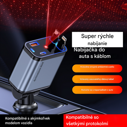 ⚡✨ Ultrarýchla nabíjačka do auta: Dva výsuvné porty USB-C s ambientným osvetlením Starlight a inteligentnou bezpečnostnou ochranou 🚗💫