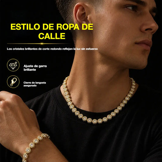 💎 ¡Ahorra un impresionante 50%! ✨ Collar unisex de estilo hip-hop con pedrería y un acabado de galvanizado exquisito e impecable: un look de baile urbano que marca tendencia y refleja tu personalidad con audacia. 🎤