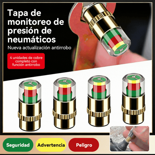 【Compra 1 y llévate 1 gratis】Tapa de válvula de advertencia especial para la presión de los neumáticos del automóvil,Productos finos totalmente de cobre