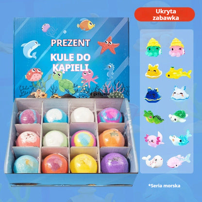【12 sztuk za jedyne 139 zł】 Kule solne do kąpieli dla dzieci w kształcie morskich zwierząt, zestaw 12 sztuk (każda 60 g), odpowiednie dla dzieci