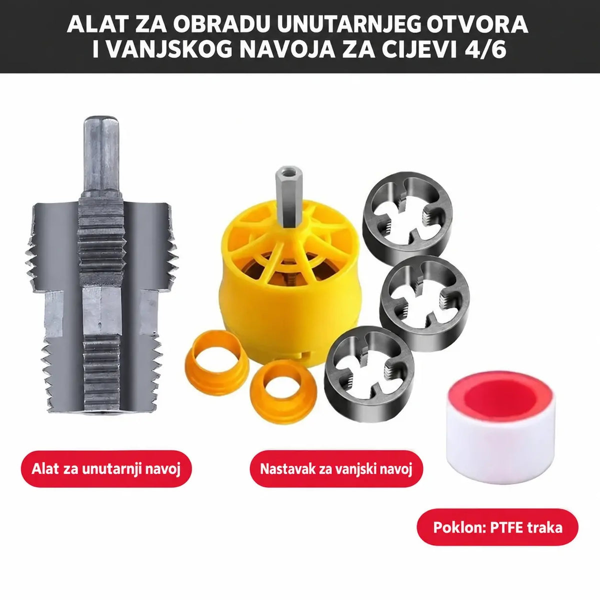 🛠️【Set alata za izradu unutarnjih i vanjskih navoja】⚙️🔩 Nastavak za narezivanje navoja na vodovodnim cijevima