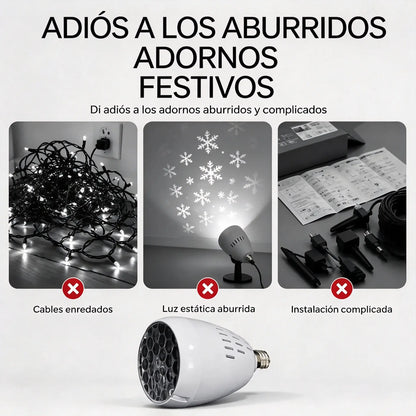 ✨ Bombilla LED de proyección navideña E27 | 16 patrones dinámicos | Crea un ambiente festivo en segundos 🎄