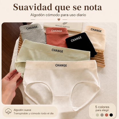 [6 piezas] Braguitas de algodón cómodas y transpirables de tiro medio para mujer