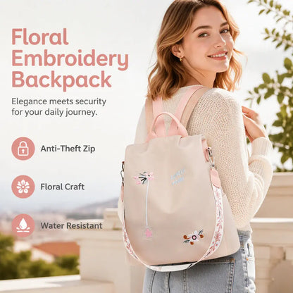 Mochila de viaje antirrobo bordada de gran capacidad