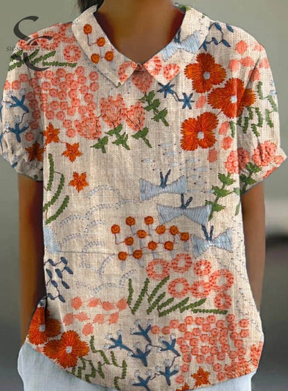 👚【S-5XL】Camisa informal estampada de tallas grandes para mujer, colección 2026