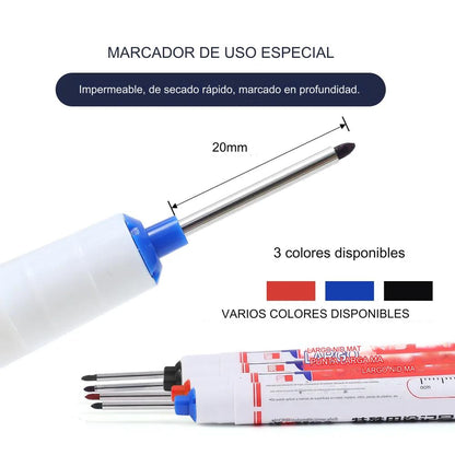 🔥【10 piezas】Bolígrafo de punta larga 20 mm, para carpintería con agujeros profundos, multiusos de cabeza larga aceitosa