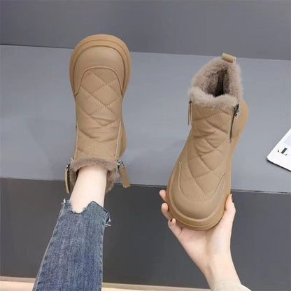 👢【35-41】 Nový štýl na jeseň a zimu, nepremokavé a protišmykové, teplé a módne, mäkké krátke členkové topánky 3816367