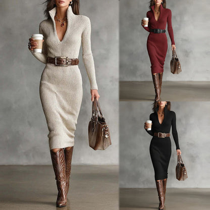 🎁Nové dámske elegantné šaty s dlhým rukávom z čistej bavlny s úzkym strihom z roku 2026, francúzsky štýl s luxusným nádychom