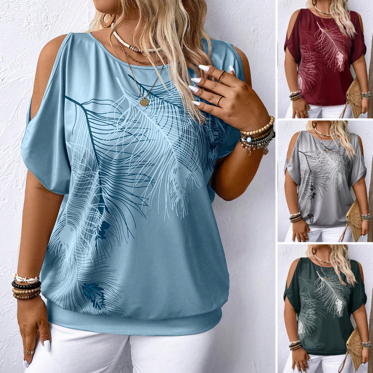 💖【S-5XL】Sofistikovaný top voľného strihu s okrúhlym výstrihom a odhalenými ramenami