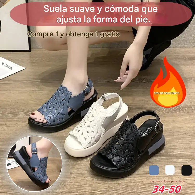 🔥【50% de descuento】🔥【35-40】Sandalias estilo botín retro con suela suave