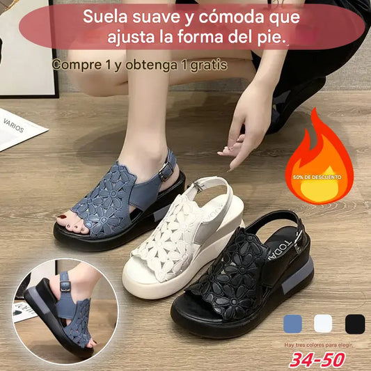 🔥【50% de descuento】🔥【35-40】Sandalias estilo botín retro con suela suave