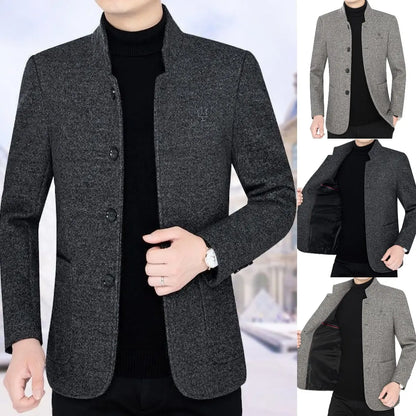 ⛄️🤗【M–4XL】🔥 Nueva chaqueta con cuello: suéter grueso de lana para hombre con forro de terciopelo – otoño/invierno